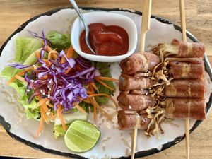 Mushrooms with “bacon" #Veganuary at May Veggie Home in Bangkok