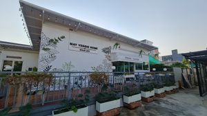 Exterior, outdoor seating area. at May Veggie Home in Bangkok