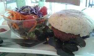 chicken burger at May Veggie Home in Bangkok