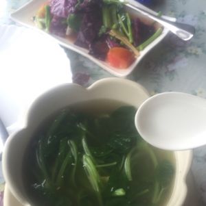spinach and mixed veggies  at May Veggie Home in Bangkok