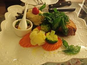 chicken steak at May Veggie Home in Bangkok