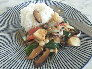 Kraprow hed at May Veggie Home in Bangkok