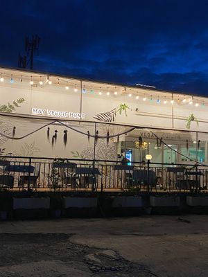The restaurant in the evening - cute! at May Veggie Home in Bangkok