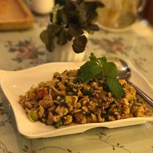 Larb tofu salad at May Veggie Home in Bangkok