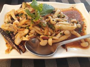 Spicy nushrooms at May Veggie Home in Bangkok