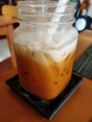 Chai tea with rice milk at May Veggie Home in Bangkok