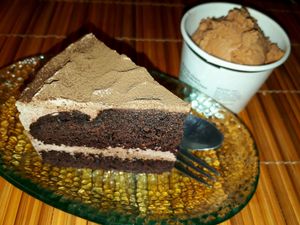 Soft Choco Cake with Thai Tea Ice Cream at May Veggie Home in Bangkok