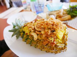 Pineapple fried rice at May Veggie Home in Bangkok