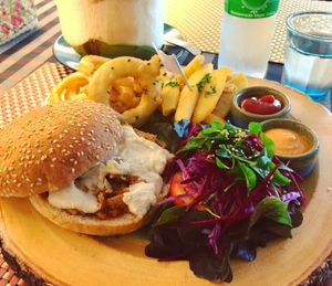 BBQ Cheese Burger at May Veggie Home in Bangkok