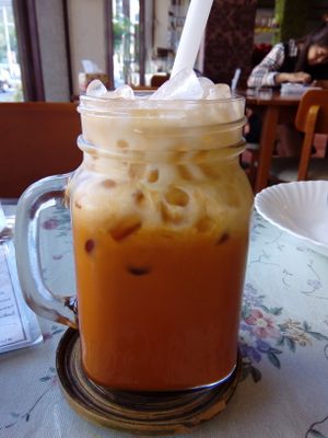 RICE MILK THAI TEA at May Veggie Home in Bangkok