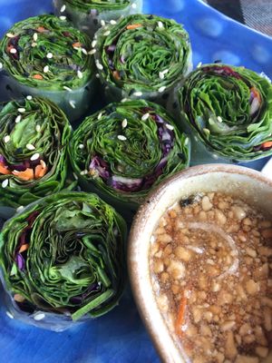 Spring rolls at May Veggie Home in Bangkok