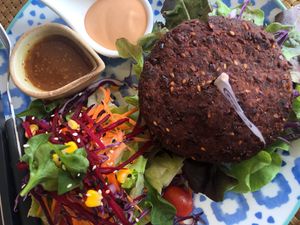 Vegan burger  at May Veggie Home in Bangkok
