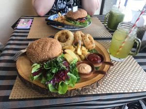 Bbq burger  at May Veggie Home in Bangkok