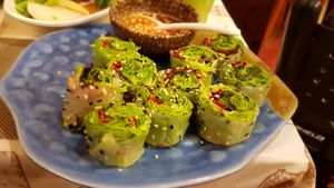 Raw spring rolls at May Veggie Home in Bangkok