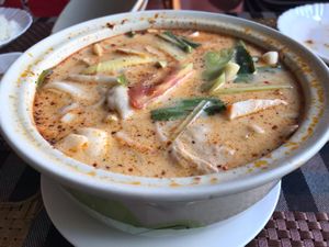 Tom Yam soup at May Veggie Home in Bangkok