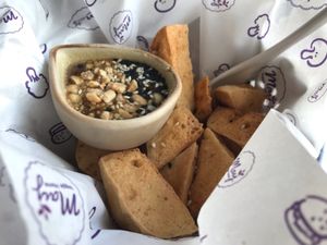 Fried tofu at May Veggie Home in Bangkok