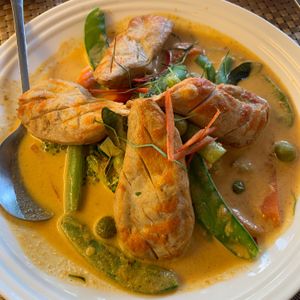 Goong curry at May Veggie Home in Bangkok