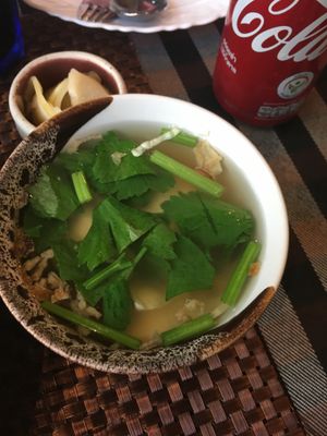 Miso soup (comes with Japanese curry with fried chicken) at May Veggie Home in Bangkok