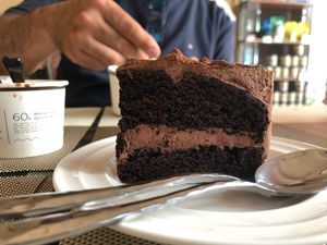 chocolate cake  at May Veggie Home in Bangkok