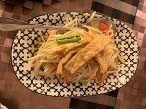 Papaya salad at May Veggie Home in Bangkok