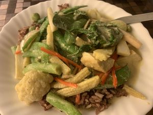 Green curry at May Veggie Home in Bangkok