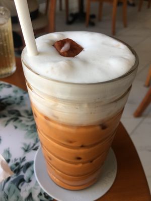 Thai tea with milk - delicious! at May Veggie Home in Bangkok