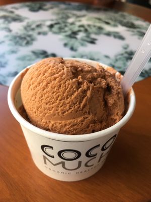 Thai tea coconut ice cream. Yum! at May Veggie Home in Bangkok