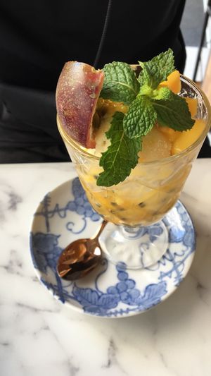 Passion mango ice cream at May Veggie Home in Bangkok