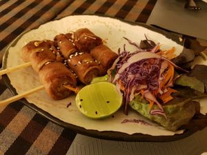 Bacon rolls at May Veggie Home in Bangkok