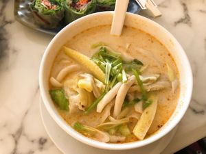 Tom Kha (rice milk) at May Veggie Home in Bangkok