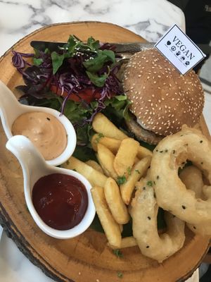 Bbq burger at May Veggie Home in Bangkok