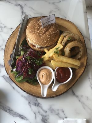 ‘Bacon’ burger at May Veggie Home in Bangkok
