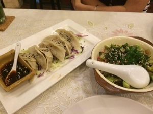 Appatizer and Avocado Salad at May Veggie Home in Bangkok