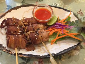 Veggie bacon appetiser  at May Veggie Home in Bangkok