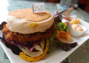  'Mock Chicken Burger'  at May Veggie Home in Bangkok
