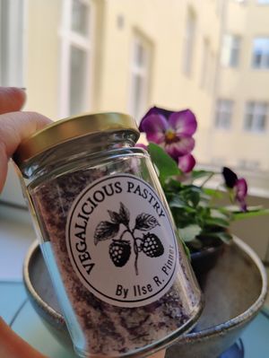 Sugar with dried flowers at Vegalicious in Norwich