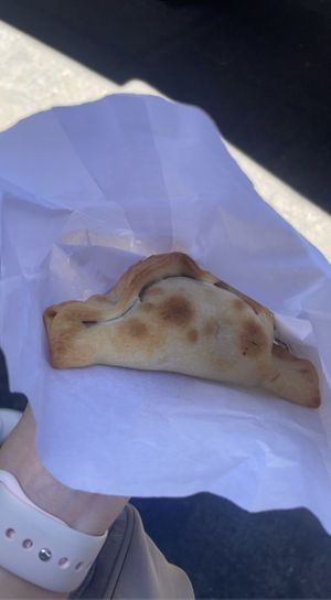 Vegan empanada  at Mercado de La Boqueria in Barcelona