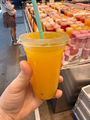 Passionfruit mango juice  at Mercado de La Boqueria in Barcelona