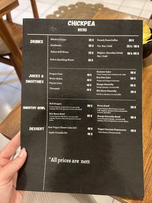 Menu July  at Chickpea Bali  in Ungasan