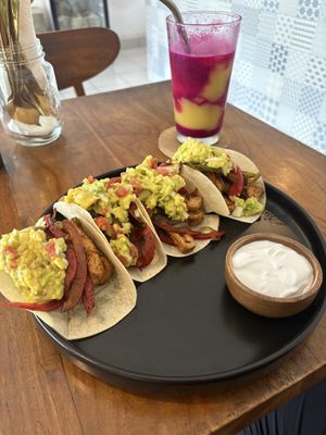 Tacos and sunrise juice   at Chickpea Bali  in Ungasan