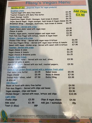 Vegan menu 😍  at Flissys Coffee Shop in Thurstaston
