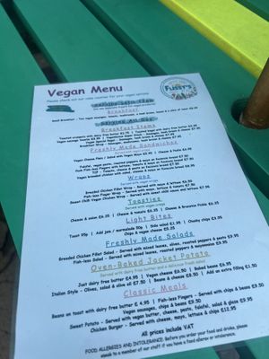 Vegan menu   at Flissys Coffee Shop in Thurstaston