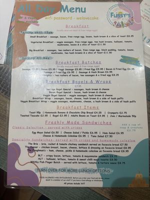 Veggie options on main menuu  at Flissys Coffee Shop in Thurstaston