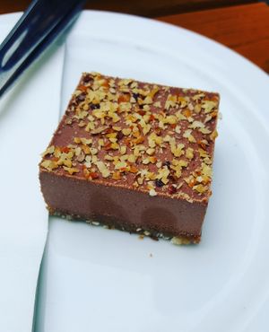 vegan raw  chocolate cake at Le Pain Quotidien - Philip Stockstraat in Bruges