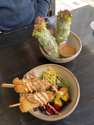 Tofu sticks and summer rolls  at To80 vegan in Cologne