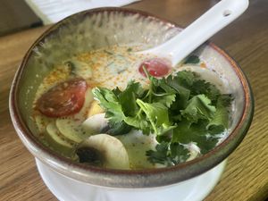 Coconut soup (pretty bland)  at To80 vegan in Cologne