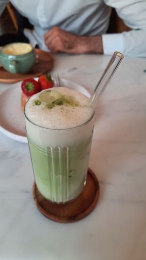 Iced matcha at Plant Dragon in Leuven