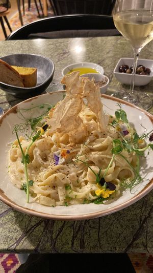 Tagliatelle in celleriac cream sauce  at Jardineiro - Vegan Kitchen in Porto