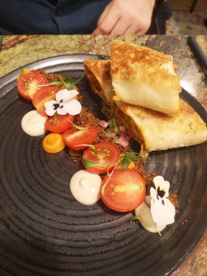 Spicy meat tortilla starter at Jardineiro - Vegan Kitchen in Porto