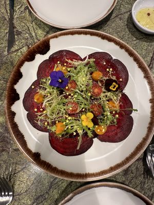 Beet carpaccio  at Jardineiro - Vegan Kitchen in Porto